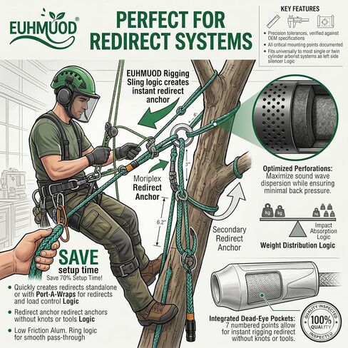 حبل حبال حلقة تزوير 40203 متوافق مع أنظمة Feiyagoo Arborist، حبل تزوير شجرة مقاس 3/4 بوصة × 6 بوصات مع حلقة ألومنيوم رقم 3، حبال عين ميتة قابلة للتعديل بـ 7 جيوب، 14600 رطل MBS لأعمال الأشجار in Kuwait