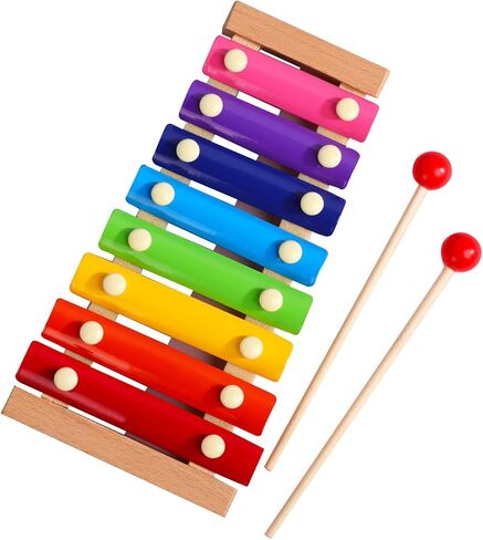 Children Xylophone Colorful Wood 8 Note Professional Glockenspiel for Kids Musical Development (Pine Wood) in Kuwait