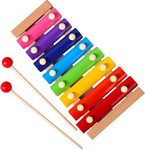Children Xylophone Colorful Wood 8 Note Professional Glockenspiel for Kids Musical Development (Pine Wood) in Kuwait