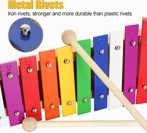 15 Note Xylophone Multi-Colored Glockenspiel Resonator Bells with 2pcs Mallets in Kuwait
