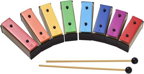 Rainbow Color 8-Note Xylophone Glockenspiel Safe to Play for Children with Plastic Mallets in Green Case Musical Toy Kids in Kuwait
