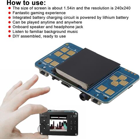 مجموعة ASHATA GamePi، شاشة LCD مقاس 1.54 بوصة مع مكبر صوت مدمج ومقبس سماعة رأس، لـ Raspberry Pi Zero/Zero W/Zero WH، افتراضي in Kuwait