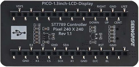 1.3 Inch LCD Display with ST7789 Controller, 240x240 Resolution, SPI Interface, 5-Way Joystick & 4 Buttons | Compatible with Raspberry Pi Pico/Arduino | Demo Code Included in Kuwait