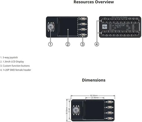 1.3 Inch LCD Display with ST7789 Controller, 240x240 Resolution, SPI Interface, 5-Way Joystick & 4 Buttons | Compatible with Raspberry Pi Pico/Arduino | Demo Code Included in Kuwait
