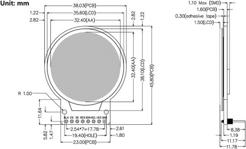 1.28 "وحدة LCD دائرية 240X240 TFT شاشة عرض IPS 65K شاشة ملونة 4-Wire SPI (2 حزمة) in Kuwait