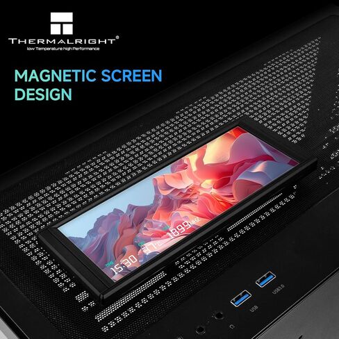 Thermalright Trofeo Vision LCD Black Edition Case Sub-Display Features a 6.86-inch Full-Color LCD Display (1280x480 Resolution) with a Magnetic Panel Screen, Supporting DIY Dynamic/Static Images in Kuwait