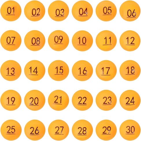 30Pcs Numbered Raffle Balls 1-30, 1.57 Inch Orange Plastic Lottery Drawing Balls, Clear Printed Reusable Balls for Bingo Games, Party Raffles, Event Prizes and Classroom Activities in Kuwait