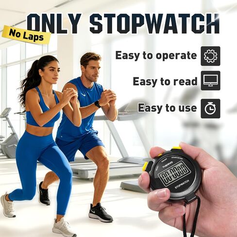 2 Pack Digital Simple Silent Stopwatch Timer: Basic Stopwatch Only (No Laps), Easy to Use, Read, and Carry with Intuitive Buttons — On/Off, Large Display, Ideal for Kids, Sports, Coaches in Kuwait
