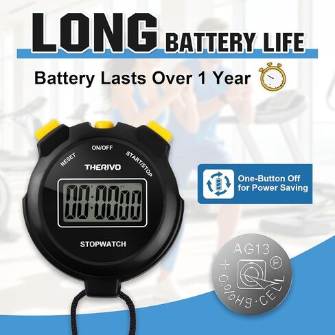 2 Pack Digital Simple Silent Stopwatch Timer: Basic Stopwatch Only (No Laps), Easy to Use, Read, and Carry with Intuitive Buttons — On/Off, Large Display, Ideal for Kids, Sports, Coaches in Kuwait