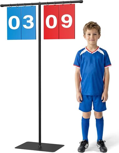 Filp Scoreboard with Adjustable Iron Stand, 60" Extra Large Score Keeper with Heavy Duty Stable Base, Waterproof PVC Flip Cards, Easy Read Sports Scoreboard for Cornhole, Tennis, Basketball Games in Kuwait