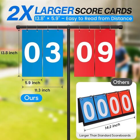 Filp Scoreboard with Adjustable Iron Stand, 60" Extra Large Score Keeper with Heavy Duty Stable Base, Waterproof PVC Flip Cards, Easy Read Sports Scoreboard for Cornhole, Tennis, Basketball Games in Kuwait