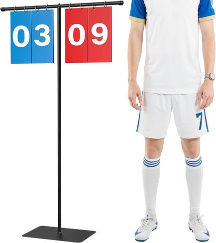 Filp Scoreboard with Adjustable Iron Stand, 60" Extra Large Score Keeper with Heavy Duty Stable Base, Waterproof PVC Flip Cards, Easy Read Sports Scoreboard for Cornhole, Tennis, Basketball Games in Kuwait