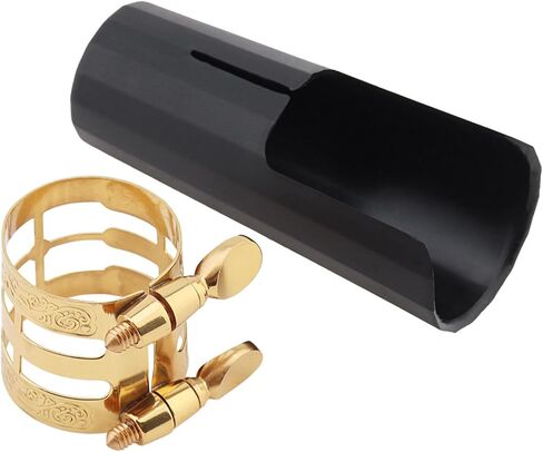 Alto Saxophone Ligature Kit, Metal Ligature for Saxophone Mouthpiece with Plastic Cap, Wind Musical Instruments Accessory for Beginner and Intermediate in Kuwait