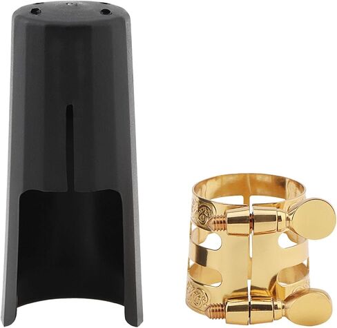 Alto Saxophone Ligature Kit, Metal Ligature for Saxophone Mouthpiece with Plastic Cap, Wind Musical Instruments Accessory for Beginner and Intermediate in Kuwait