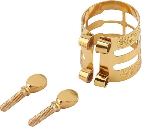 Alto Saxophone Ligature Kit, Metal Ligature for Saxophone Mouthpiece with Plastic Cap, Wind Musical Instruments Accessory for Beginner and Intermediate in Kuwait
