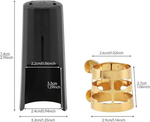 Alto Saxophone Ligature Kit, Metal Ligature for Saxophone Mouthpiece with Plastic Cap, Wind Musical Instruments Accessory for Beginner and Intermediate in Kuwait