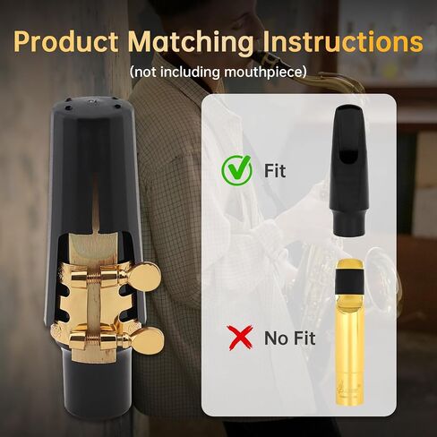 Alto Saxophone Ligature Kit, Metal Ligature for Saxophone Mouthpiece with Plastic Cap, Wind Musical Instruments Accessory for Beginner and Intermediate in Kuwait