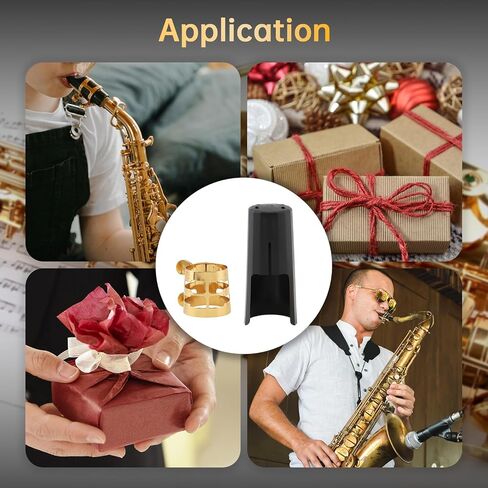Alto Saxophone Ligature Kit, Metal Ligature for Saxophone Mouthpiece with Plastic Cap, Wind Musical Instruments Accessory for Beginner and Intermediate in Kuwait