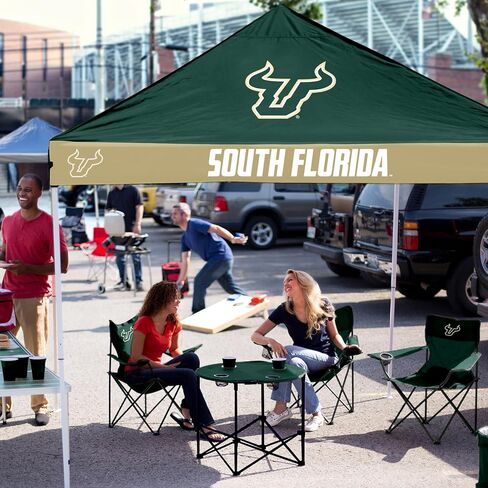 شعار العلامات التجارية NCAA South Florida Bulls مقاس 9 × 9 أقدام، خيمة ذات مظلة خلفية للشطرنج - 9 × 9 بوصة، سقف مزود بفتحات تهوية، ارتفاع قابل للتعديل، حقيبة حمل بعجلات، فولاذ مطلي بالمسحوق in Kuwait
