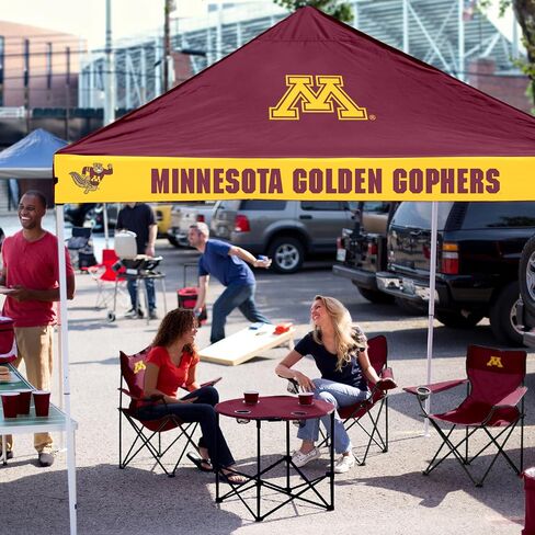 شعار العلامات التجارية NCAA Minnesota Golden Gophers Checkerboard خيمة الباب الخلفي - 9 × 9 بوصة، سقف بفتحات تهوية، ارتفاع قابل للتعديل، حقيبة حمل بعجلات، فولاذ مطلي بالمسحوق in Kuwait
