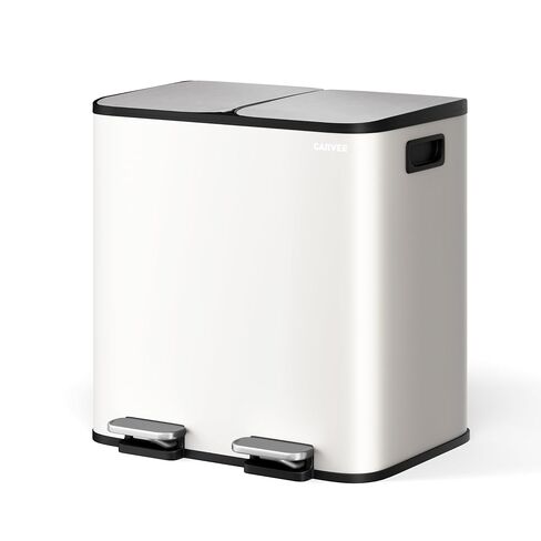 GarveeHome 2 × 8 جالون سلة مهملات مزدوجة من الفولاذ المقاوم للصدأ مع غطاء للمطبخ، سلة مهملات مزدوجة كبيرة ومجموعة سلة إعادة التدوير، علب قمامة معدنية للمطبخ، دلاء داخلية من البولي بروبيلين، حافة بطانة، أسود غير لامع in Kuwait