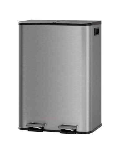 GarveeHome 2 × 8 جالون سلة مهملات مزدوجة من الفولاذ المقاوم للصدأ مع غطاء للمطبخ، سلة مهملات مزدوجة كبيرة ومجموعة سلة إعادة التدوير، علب قمامة معدنية للمطبخ، دلاء داخلية من البولي بروبيلين، حافة بطانة، أسود غير لامع in Kuwait