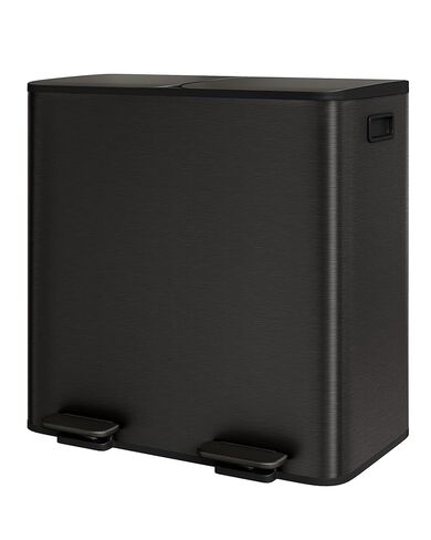 GarveeHome 2 × 8 جالون سلة مهملات مزدوجة من الفولاذ المقاوم للصدأ مع غطاء للمطبخ، سلة مهملات مزدوجة كبيرة ومجموعة سلة إعادة التدوير، علب قمامة معدنية للمطبخ، دلاء داخلية من البولي بروبيلين، حافة بطانة، أسود غير لامع in Kuwait