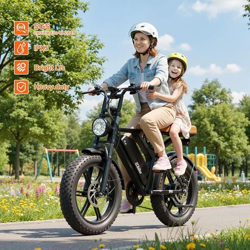 TST Electric Bike for Adults, 1500W Peak Motor 60-80 Miles Fat Tire Ebike with 48V 15Ah Removable Battery 20" Fat Tire E Bike, Full Suspension and 7-Speed,Tested to UL 2849 Powered Electric Bicycle in Saudi Arabia