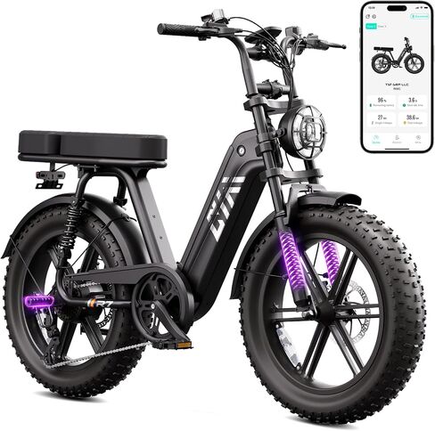 TST Electric Bike for Adults, 1500W Peak Motor 60-80 Miles Fat Tire Ebike with 48V 15Ah Removable Battery 20" Fat Tire E Bike, Full Suspension and 7-Speed,Tested to UL 2849 Powered Electric Bicycle in Saudi Arabia