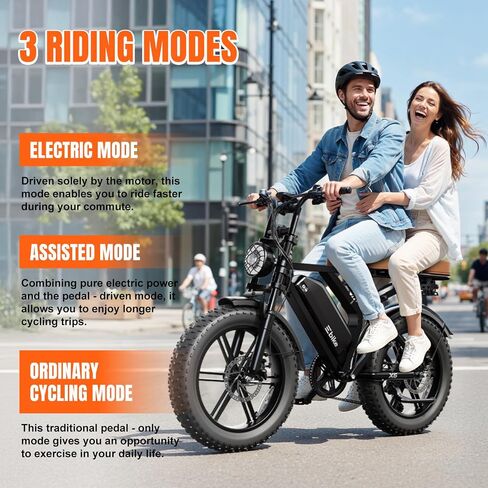 TST Electric Bike for Adults, 1500W Peak Motor 60-80 Miles Fat Tire Ebike with 48V 15Ah Removable Battery 20" Fat Tire E Bike, Full Suspension and 7-Speed,Tested to UL 2849 Powered Electric Bicycle in Saudi Arabia