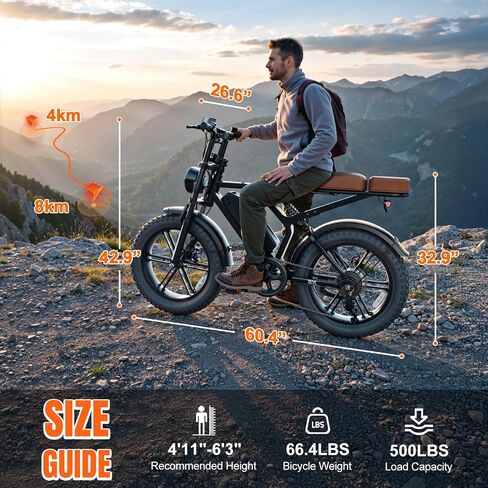 TST Electric Bike for Adults, 1500W Peak Motor 60-80 Miles Fat Tire Ebike with 48V 15Ah Removable Battery 20" Fat Tire E Bike, Full Suspension and 7-Speed,Tested to UL 2849 Powered Electric Bicycle in Saudi Arabia