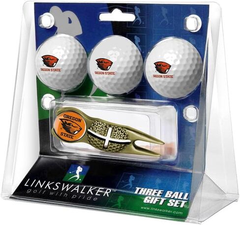 LinksWalker Collegiate Regulation Size 3 Golf Ball Gift Pack with Crosshair Divot Tool in Kuwait