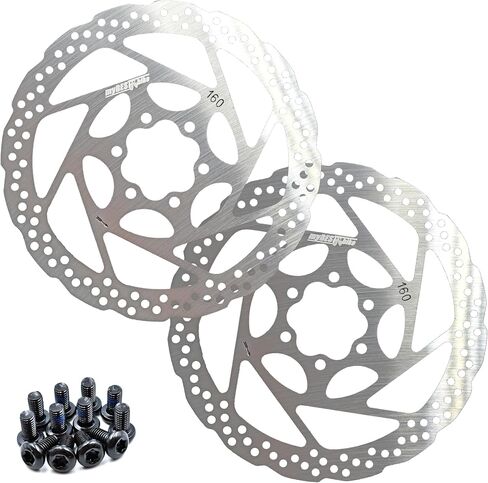 Brake Rotor Bike Disc 140/160/180mm 2 Pack Stainless Steel Bicycle Rotors With 12 PCS T25 M5x10mm Screws For Bike Mountain Bike MTB BMX in Kuwait