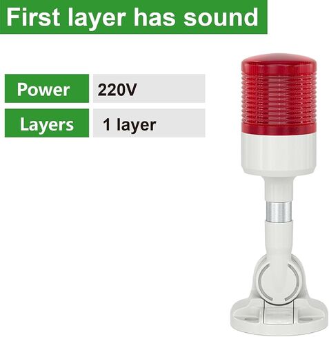 D53-3T LED Stack Light Signal Tower DC12V-24V AC220V Flash Steady Foldable Base Surface/Vertical Mount(Clr-1L-Sound-220V) in Kuwait