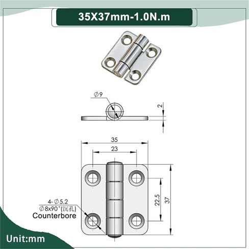 مفصلات تخميد قابلة للوضع من الفولاذ المقاوم للصدأ 304 قطعة واحدة (35X37mm-1.0N.m) in Kuwait