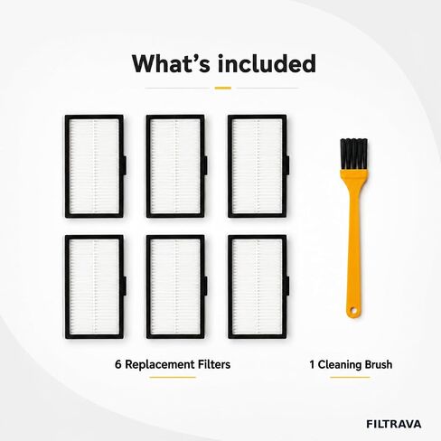 مرشحات بديلة من Filtrava لـ Roborock S7، S7+، S7 Max، S7 MaxV، S7 Max Ultra، S7 MaxV Ultra، S7 Pro Ultra، S8، S8+، S8 Pro Ultra، 6 عبوات من مرشحات HEPA مع فرشاة تنظيف واحدة in Kuwait