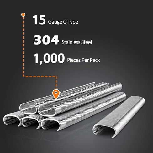 Kamsin SC7 15 Gauge 304 Stainless Steel 3/4-Inch Crown Hog Rings C Rings Staples Hog Ring Staples 1,000/Pack (1,000 PCS(304SS)) in Saudi Arabia