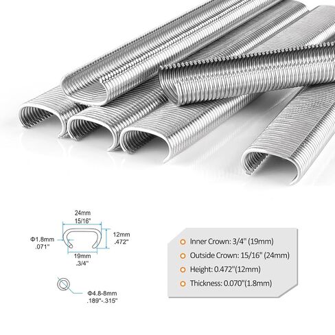 Kamsin SC7 15 Gauge 304 Stainless Steel 3/4-Inch Crown Hog Rings C Rings Staples Hog Ring Staples 1,000/Pack (1,000 PCS(304SS)) in Saudi Arabia