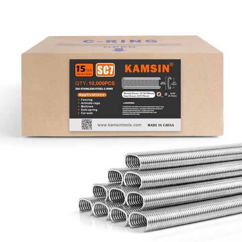 Kamsin SC7 15 Gauge 304 Stainless Steel 3/4-Inch Crown Hog Rings C Rings Staples Hog Ring Staples 1,000/Pack (1,000 PCS(304SS)) in Kuwait