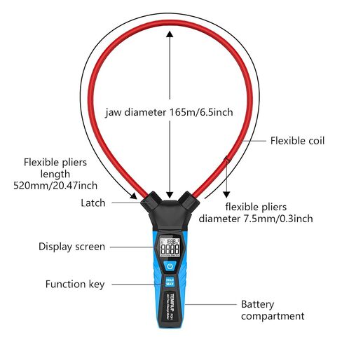 Clamp Meter, AC Electrical Tester with 20-Inch Flexible Clamp,True RMS 6000 Count 10000A AC Current Meter with Backlit & Hold Data, Auto Ranging and More in Kuwait