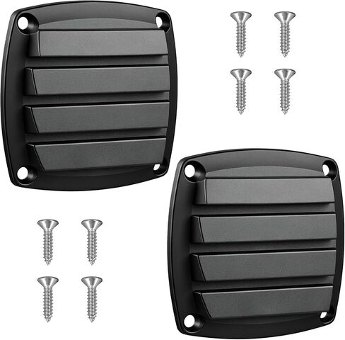 2 Pcs Louvered Vent Boat Cover Vent Louvered Flush Plastic Thru Vents, Marine Boat Vents, 2-3/4", Black, Installation Screws in Saudi Arabia