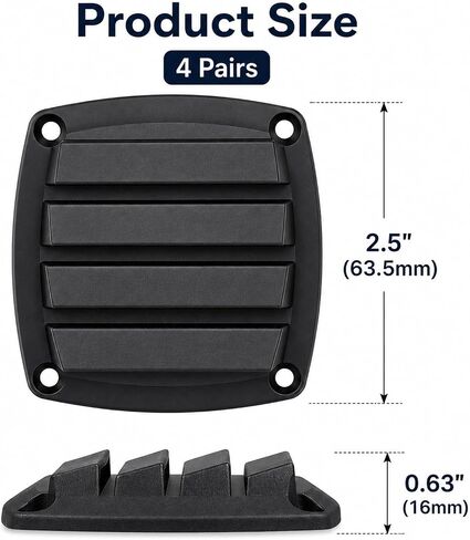 2 Pcs Louvered Vent Boat Cover Vent Louvered Flush Plastic Thru Vents, Marine Boat Vents, 2-3/4", Black, Installation Screws in Saudi Arabia