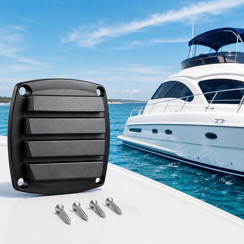 2 Pcs Louvered Vent Boat Cover Vent Louvered Flush Plastic Thru Vents, Marine Boat Vents, 2-3/4", Black, Installation Screws in Saudi Arabia