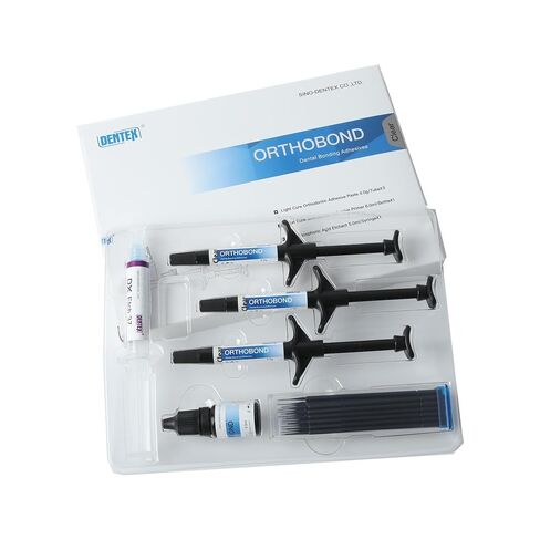 مجموعة أدوات لاصقة لتقويم الأسنان من Dentex ORTHOBOND Light Cure شفافة 3 × 4 جرام معجون + برايمر + منقوش in Kuwait