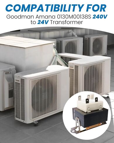 Klarlight 240V to 24V Transformer 0130M00138S, Compatible with Goodman Amana Trane 40VA Furnace Transformer Primary 208/240V Secondary 24V Heater HVAC Replacement Parts Class 2 Control with Foot Mount in Kuwait