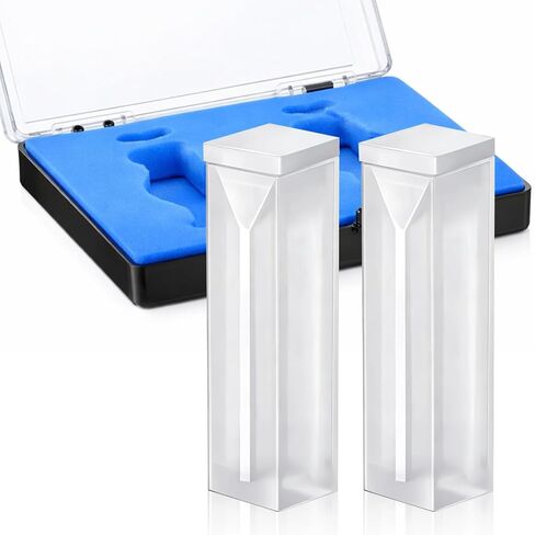 Xuhal 2 Pcs UV Quartz Cuvettes for Spectrometer Standard Quartz Cells - 0.35 ml Double-Sided Polishing Cuvettes with Sealing Cover and 2 Optical Windows, Spectral Range 190-2500 nm, Pathlength 10 mm in Saudi Arabia
