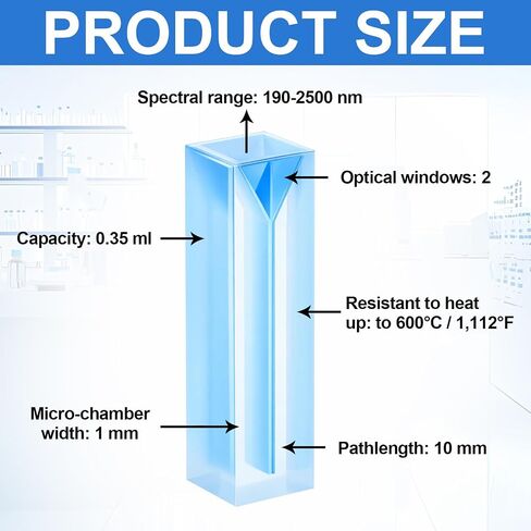 Xuhal 2 Pcs UV Quartz Cuvettes for Spectrometer Standard Quartz Cells - 0.35 ml Double-Sided Polishing Cuvettes with Sealing Cover and 2 Optical Windows, Spectral Range 190-2500 nm, Pathlength 10 mm in Saudi Arabia