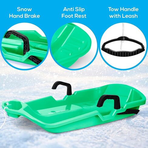 Slippery Racer Downhill Thunder Kids Snow Sled, Green in Kuwait