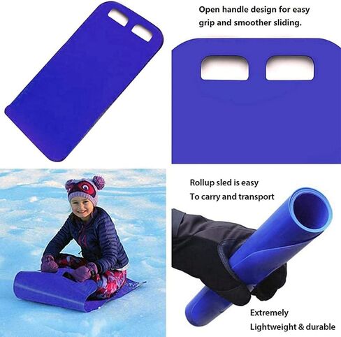 Sand Sled, 53x18in Roll Up Snow Sled, Lightweight Sand Sled for Beach Cart, Snow Rolling Slider, Portable Plastic Sleds for Sand, Blue in Kuwait