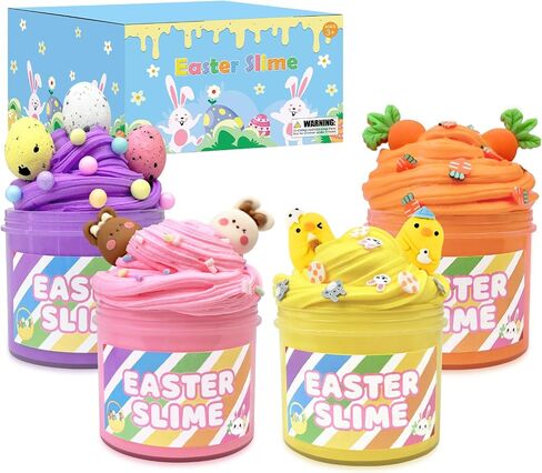 بيض عيد الفصح المملوءة مسبقًا مع الوحل والسحر 4Pack للأطفال ، حشوات سلة عيد الفصح ، هدايا للمراهقين ، وإمدادات مطاردة البيض غير الحلوى ، وفضل الحفلات Goodie Treat Fillers Fillers Charlies for Boys Girls in Kuwait